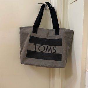 grey canvas TOMS tote bag